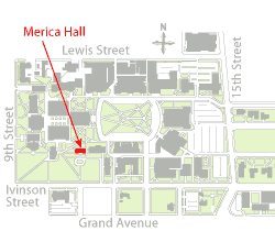 Merica Hall location map.