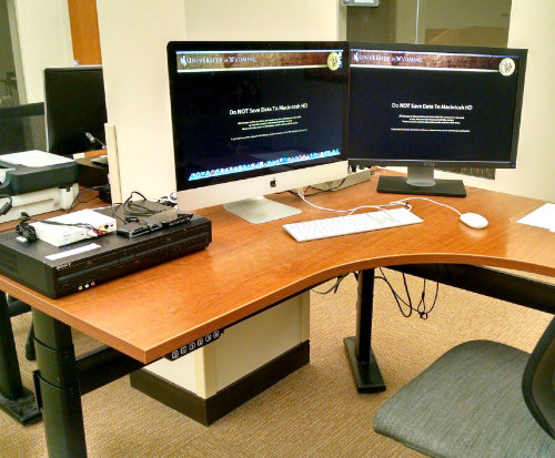 photograph of computer work station