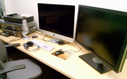 photograph of computer work station